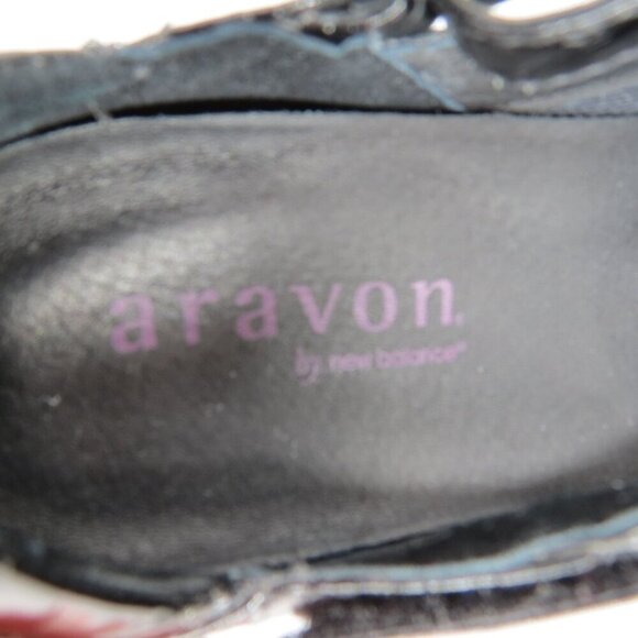 ARAVON Women's Black Patent Croc Embossed Mary Jane 'Maya' Comfort Shoes 6.5 D - Picture 8 of 12